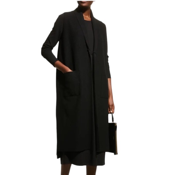 Eileen Fisher Jackets & Blazers - Eileen Fisher 100% Wool Long Sleeveless Black Vest with pockets (size 2X)